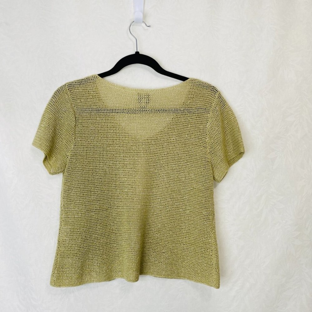 Eileen Fisher Linen Knit Short Sleeve Cardigan - Picture 2 of 9